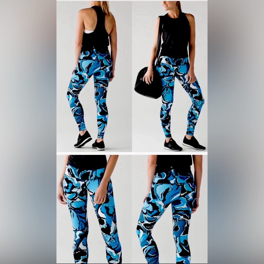 Lululemon Wunder Under Hi-Rise Tight black , white and blue